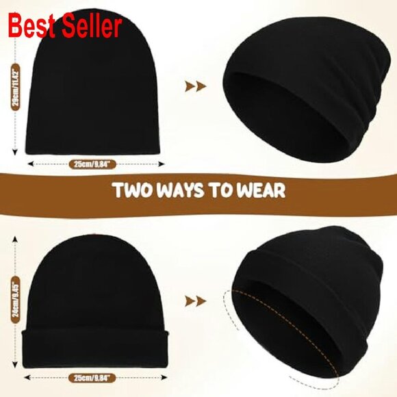 100% Merino Wool Double Layer Beanie Unisex Winter Hat Toque Cuffed main image 8